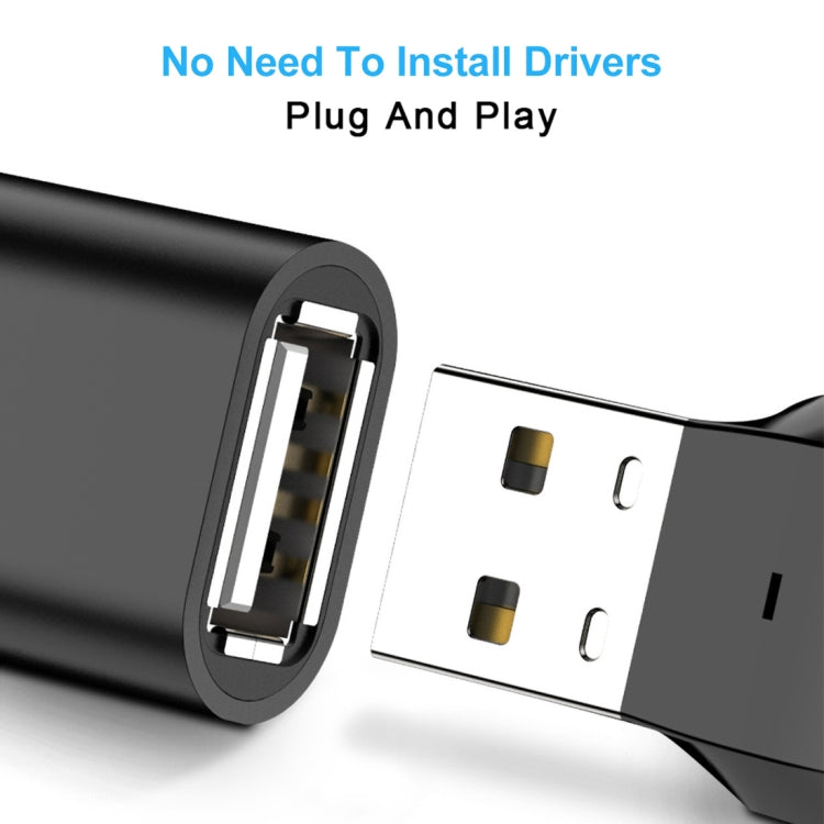 Black USB OTG adapter with built-in connector ports and metal contact inserts