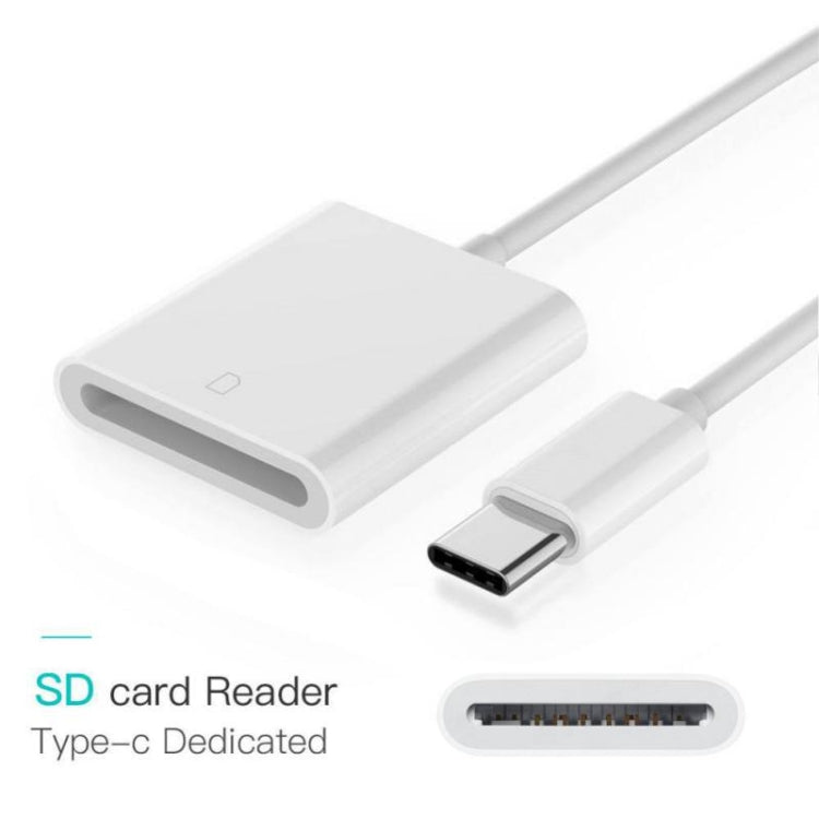 USB-C SD card reader adapter with USB-C connector and SD card slot