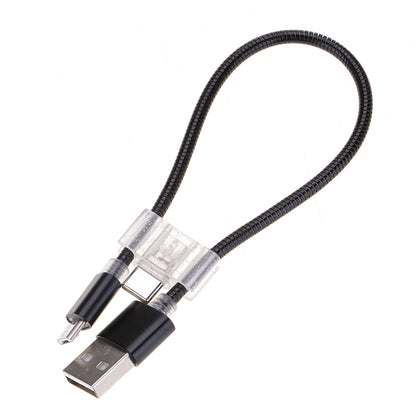Black USB-A to micro USB and USB-C flexible charging/data cable