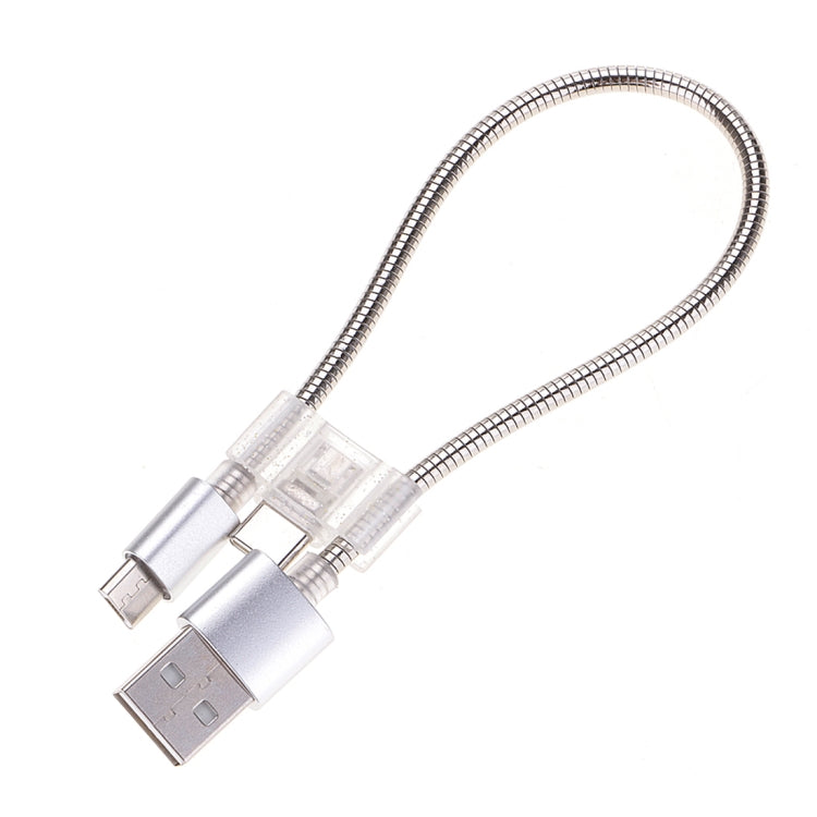 Silver USB-A to micro USB and USB-C flexible charging/data cable