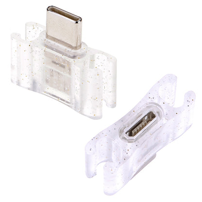 USB charging cable ends with clear protective housings and matching connectors