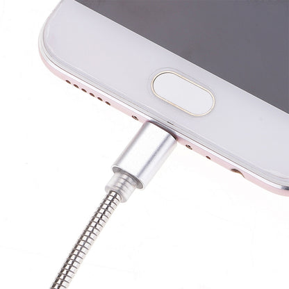 USB-C connector on a flexible braided charging cable