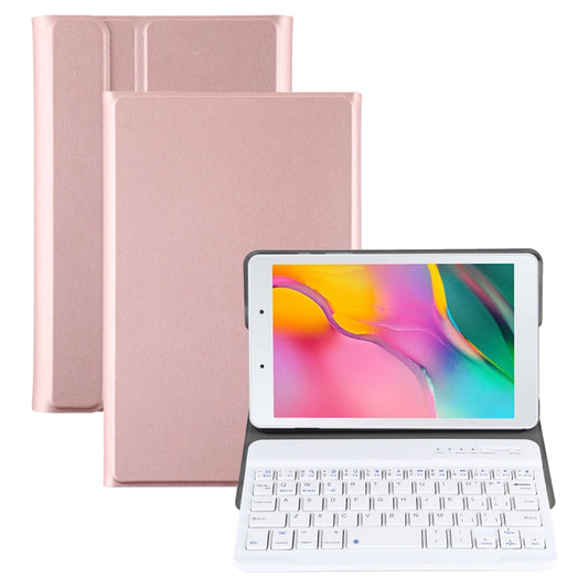 Rose gold leather tablet case with detachable magnetic Bluetooth keyboard and folding stand
