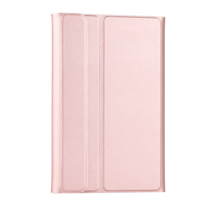 Rose gold leather-style tablet case with dual-fold inner cover and vertical seam