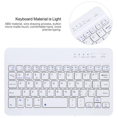 White Bluetooth keyboard with full-size keys and integrated touchpad on case
