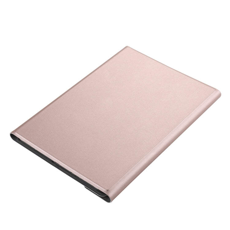 Rose gold tablet keyboard folio case with smooth exterior and protective edges