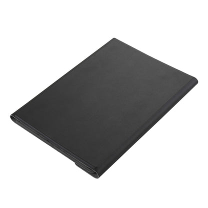 Black folio-style leather tablet case with slim profile and folded protective cover