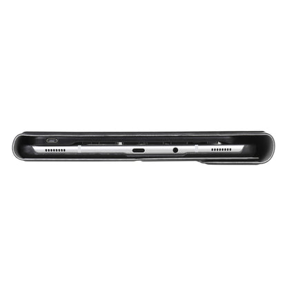 Black tablet case side view with open ports and hinge edge