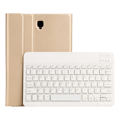 Beige tablet keyboard case with detachable Bluetooth keyboard and white keys