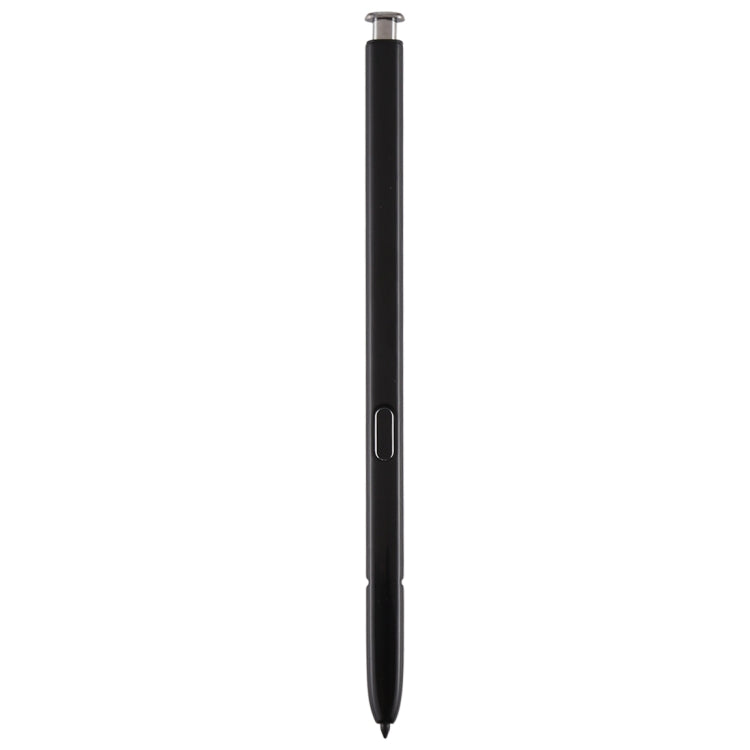 Black capacitive touch stylus pen standing upright with metal tip exposed.