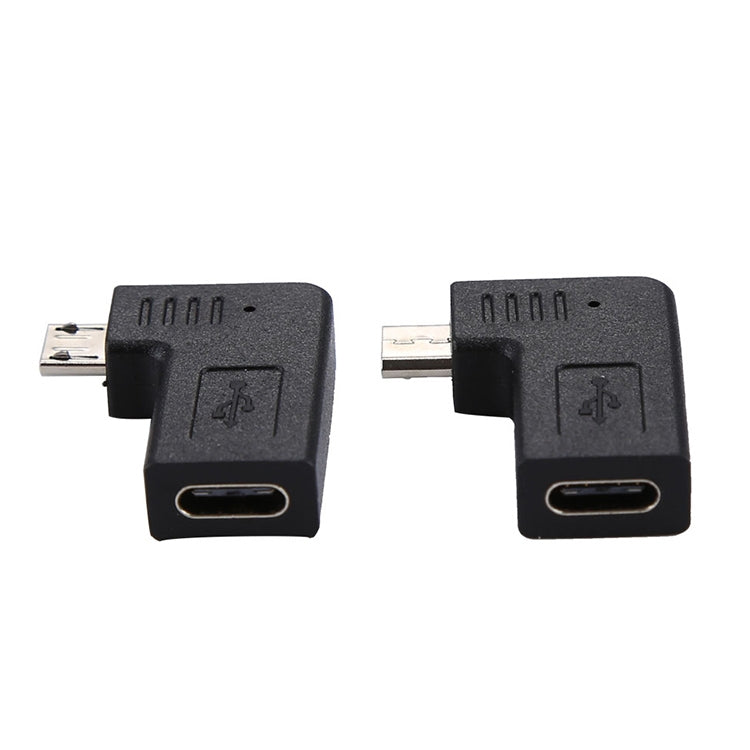 Pair of black elbow USB adapters with angled connectors for charging