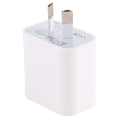 White 18W PD wall charger with AU plug, two prongs on top