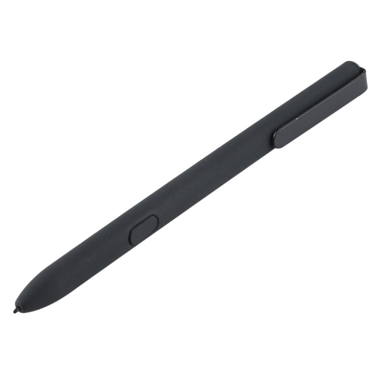 Black touch screen stylus pen, angled view with tip and side button