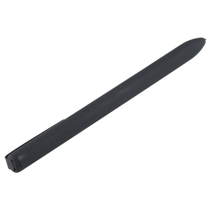Black touch screen stylus pen, close angled view of end cap