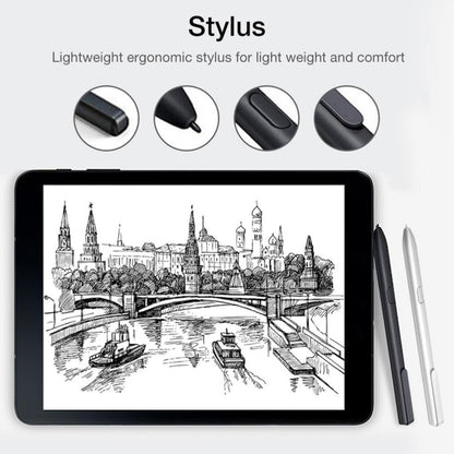 Set of touch screen stylus pens, black and light gray shown