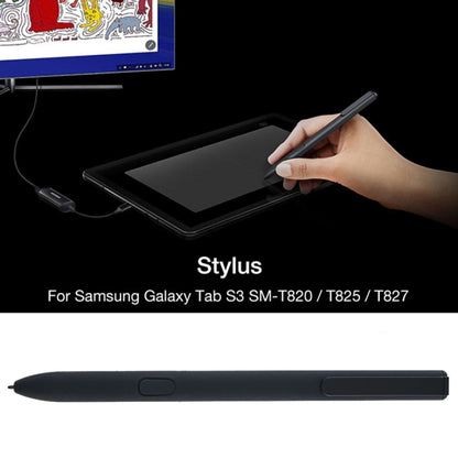 Black touch screen stylus pen with tip, held in hand