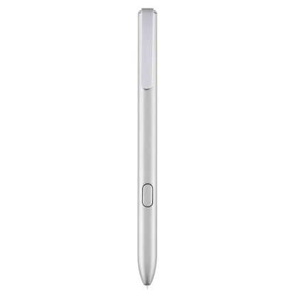Light gray touch screen stylus pen with side button and pointed tip