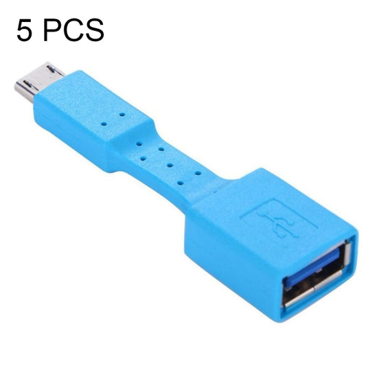 Blue micro USB male to USB 3.0 female OTG adapter with USB female port