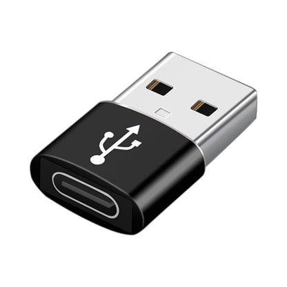 Black USB-C to USB 2.0 adapter, aluminum alloy housing with Type-C plug