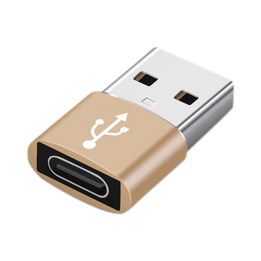 Gold aluminum USB 2.0 male to Type-C female adapter with black Type-C port
