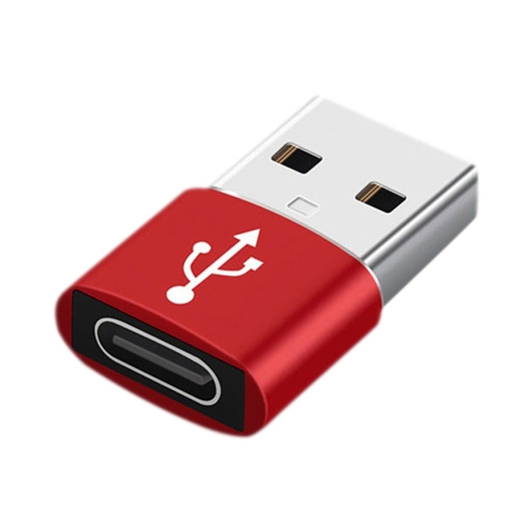Red USB-C to USB 2.0 adapter, aluminum alloy housing with Type-C plug