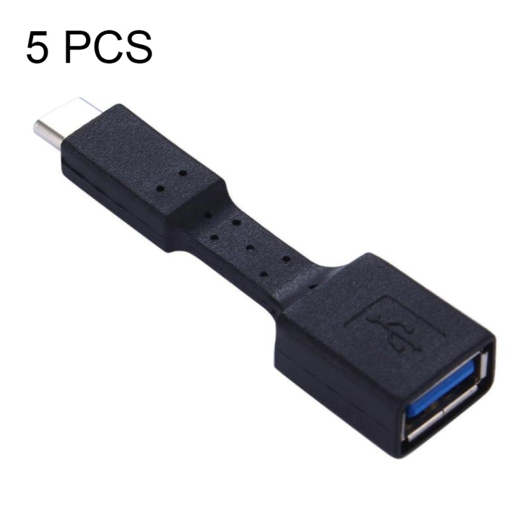 Black USB-C to USB 3.0 OTG adapter with USB-A female port and blue connector accents