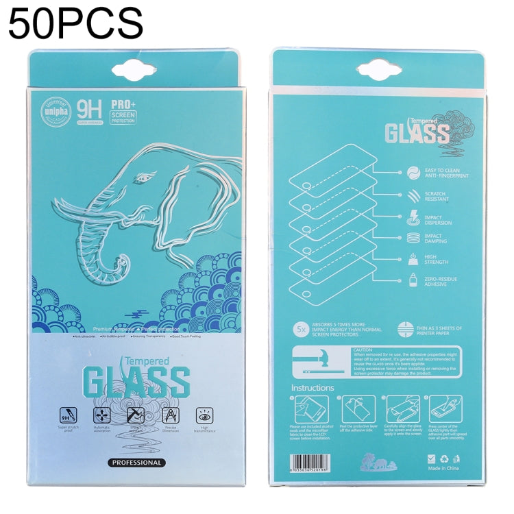 Elephant-pattern tempered glass screen protector packaging box set, teal and white