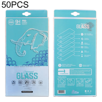 Elephant-pattern tempered glass screen protector packaging box set, teal and white