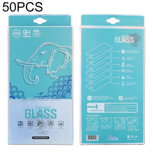 Elephant-pattern tempered glass screen protector packaging box set, teal and white