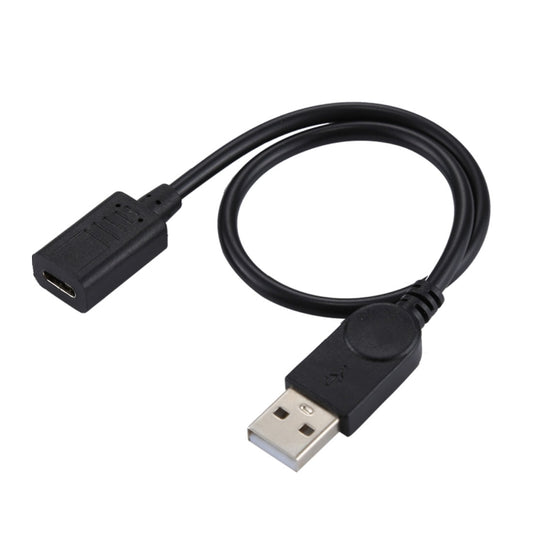 USB-C female to USB-A male adapter cable with black connectors and 33cm cable