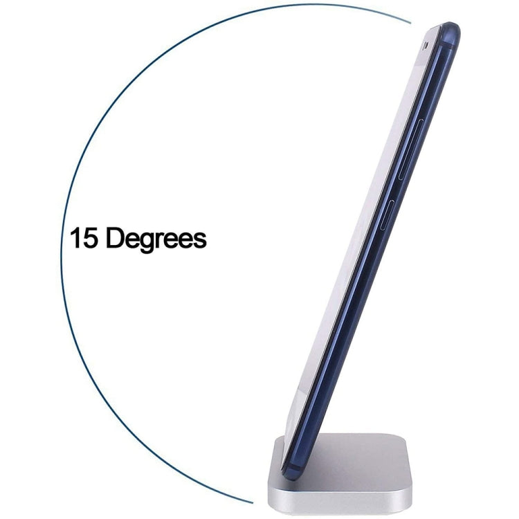Black USB-C desktop dock charger stand with slanted phone viewing angle