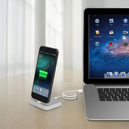 USB-C desktop dock charger stand with cable connection for phone charging