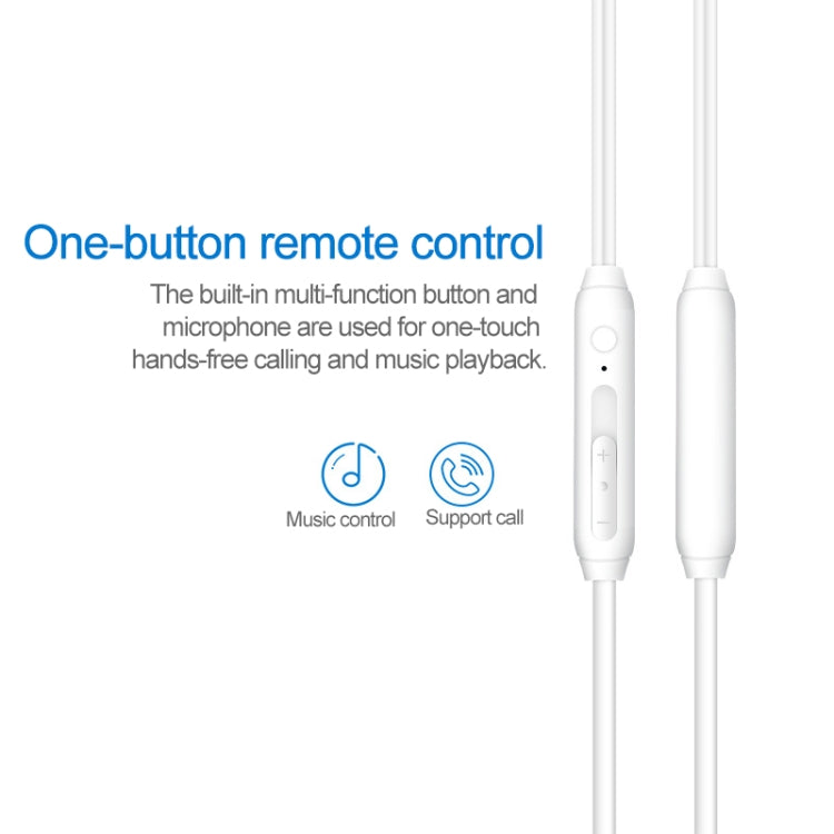 White wired in-ear headphones with inline microphone and control buttons, USB-C plug