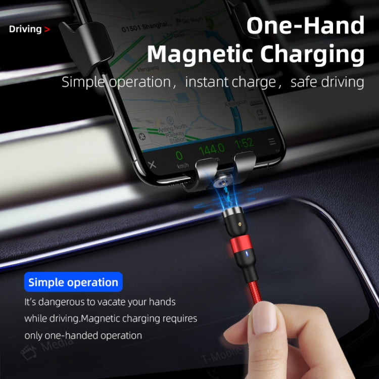 Red braided nylon magnetic charging cable with rotating USB-C type-c connector