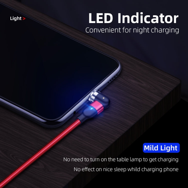 Red braided nylon magnetic cable with USB-C type-c plug and small LED indicator