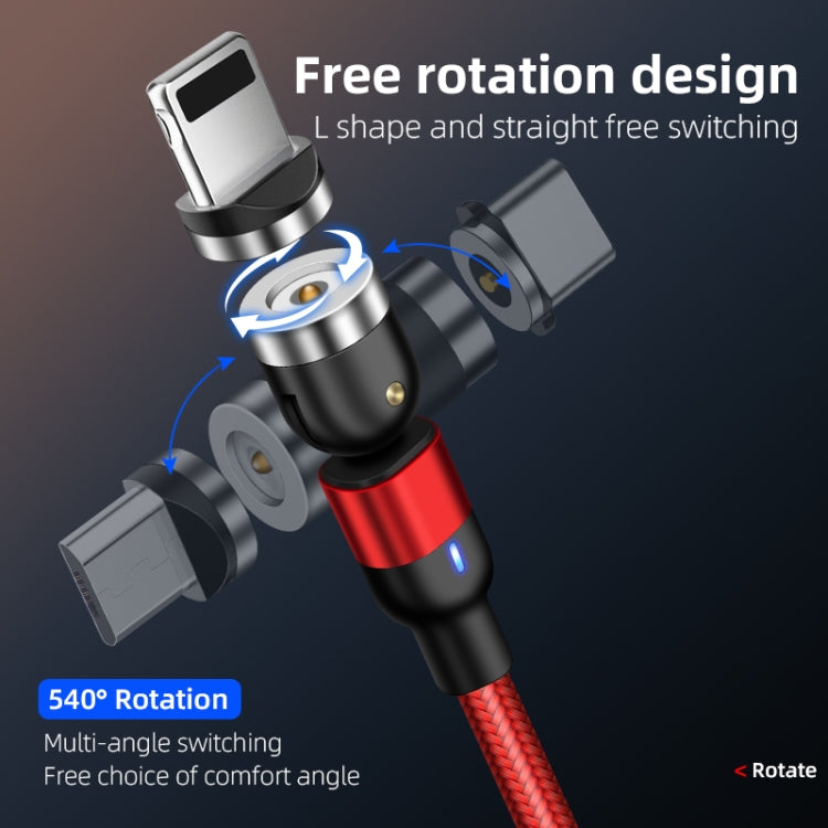 Red braided rotate magnetic charging cable with swivel connector and USB-C end.