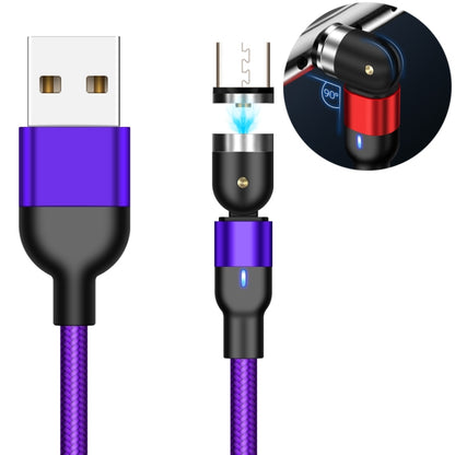 Purple micro USB magnetic charging cable with braided texture and LED connector