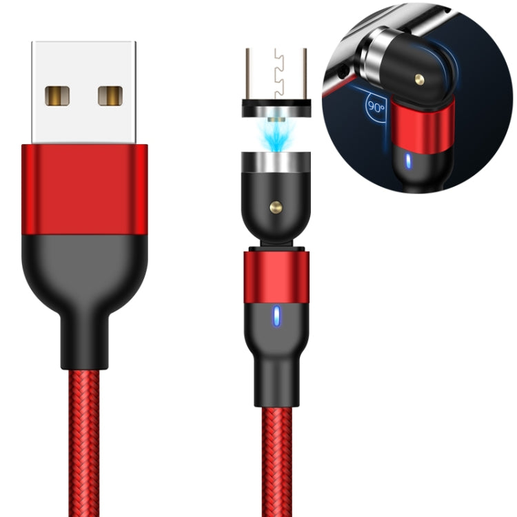 Red USB to Micro USB charging cable with braided sheath and magnetic rotating connector
