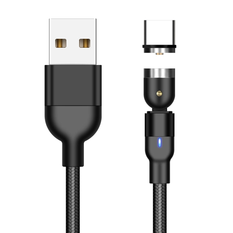 Black USB to USB-C magnetic charging cable with braided cord and rotating Type-C plug