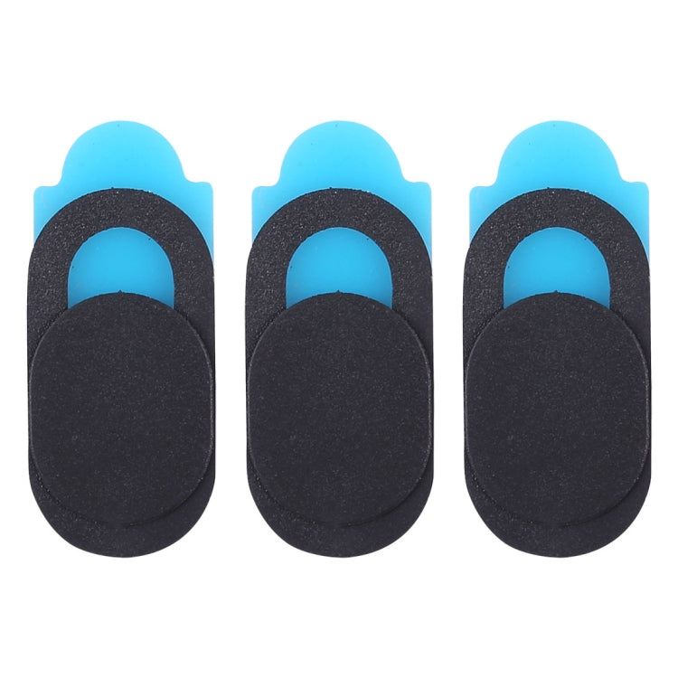 Black oval sliding webcam cover set: three privacy covers with blue backing