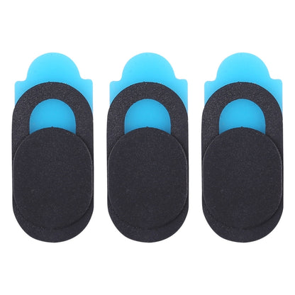 Black oval sliding webcam cover set: three privacy covers with blue backing