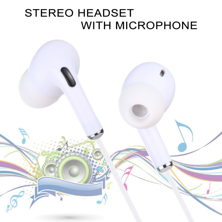 White stereo wired in-ear earphones with built-in microphone