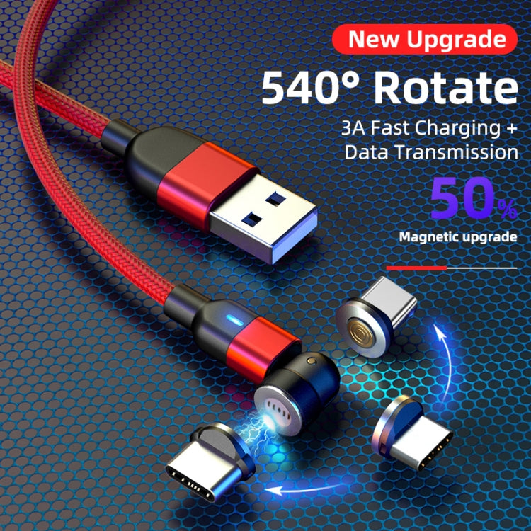 Magnetic charging cable set with red braided cord and rotating magnetic connectors