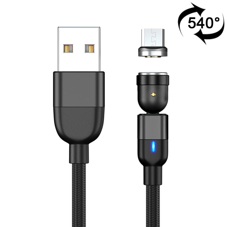 Black braided USB to Micro USB charging cable with 540° rotating magnetic connector