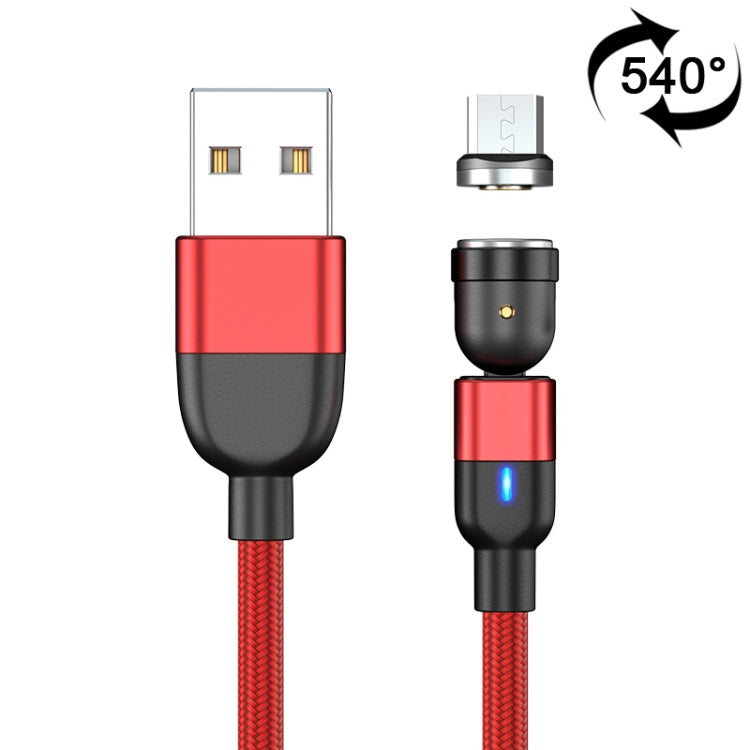 Red USB to Micro USB charging cable with 540° rotating magnetic connector