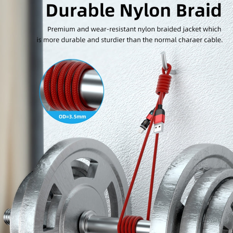 Red braided magnetic micro USB charging cable with durable nylon jacket