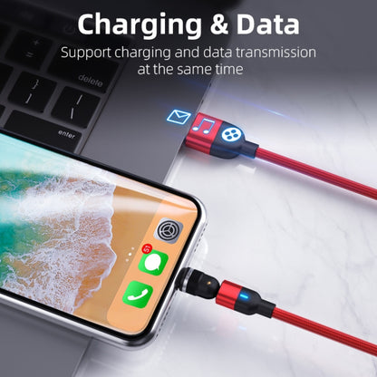 Red USB to Micro USB cable with blue LED, magnetic rotating connection for charging
