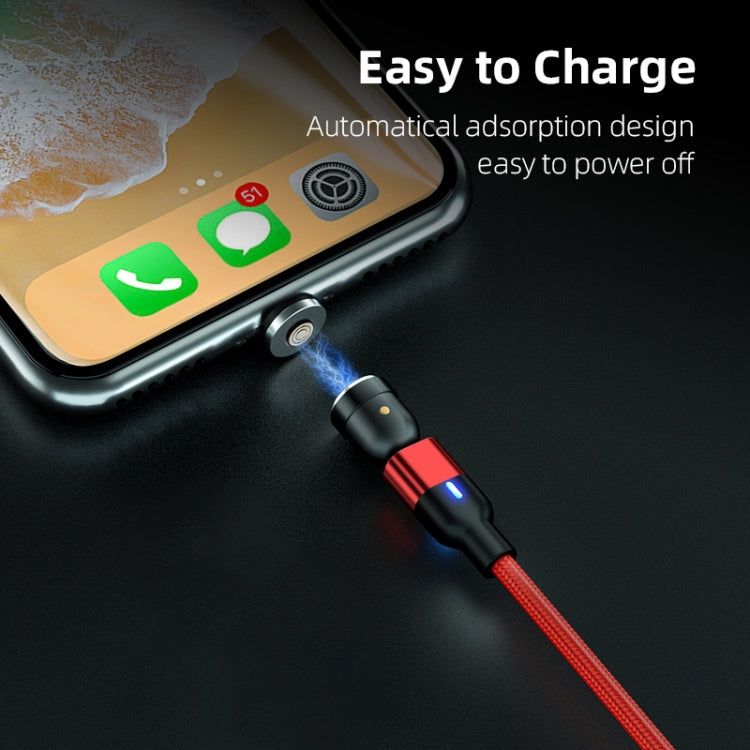 Red USB to Micro USB magnetic cable with blue LED on rotating connector