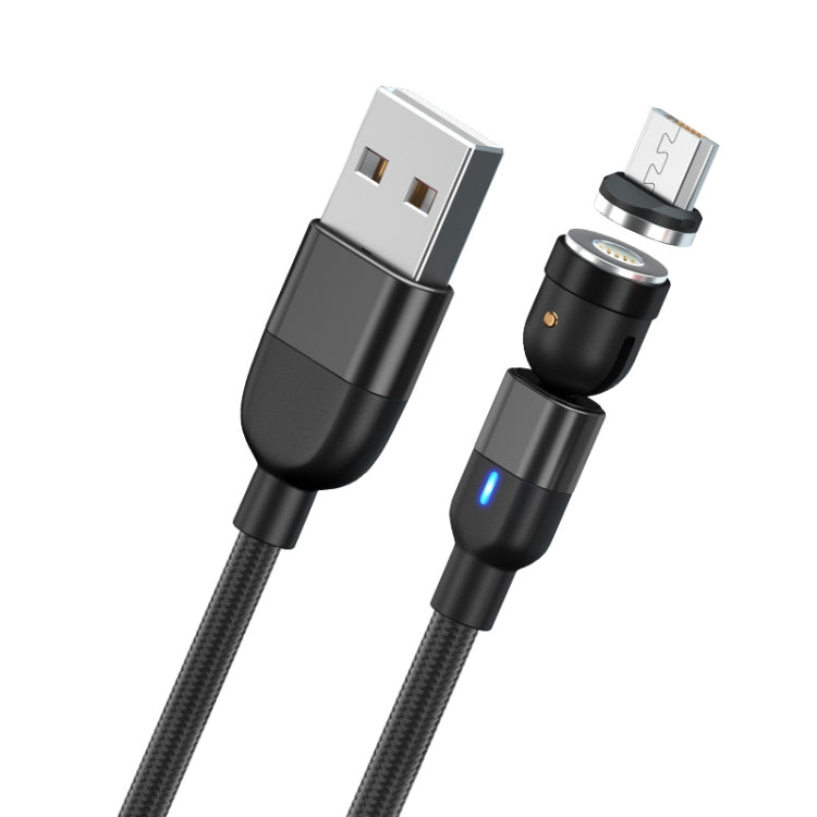 Black USB to Micro USB cable with rotating magnetic micro USB plug