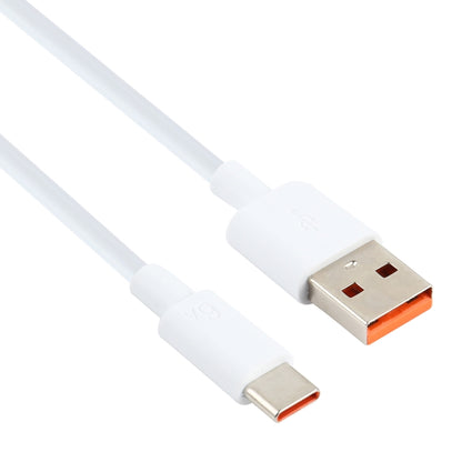 USB-A and USB-C plugs on a white USB data cable, 1m